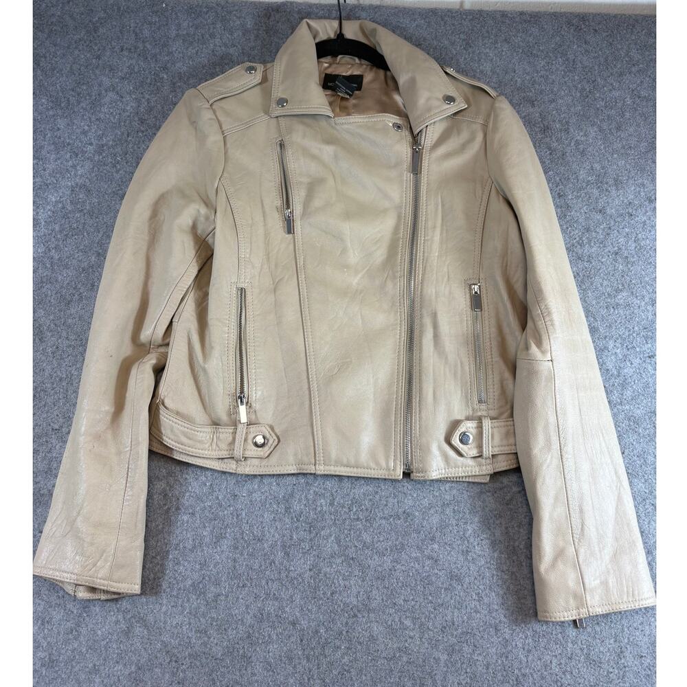 Moda International Motorcycle Jacket Womens Large Brown Genuine Leather Biker